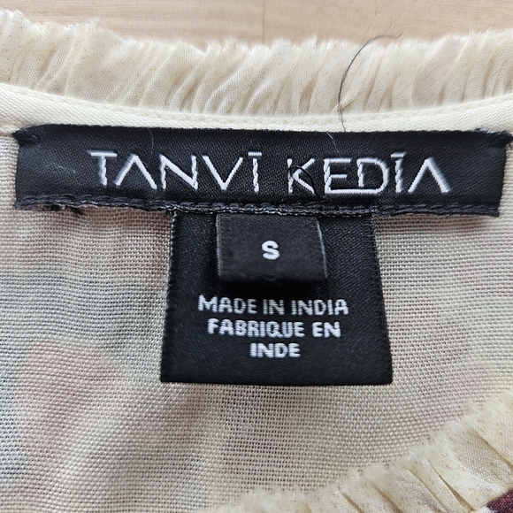 Anthropologie TANVI KEDIA S Caltha Swing DressYellow Red Beaded Boho Print EUC - Picture 11 of 12